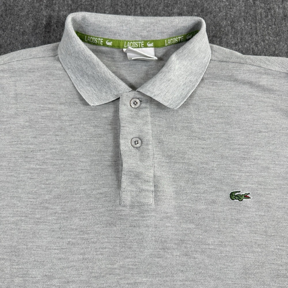 Lacoste Men's Size 7 Polo Shirt Gray 100% Cotton Made in France Crocodile